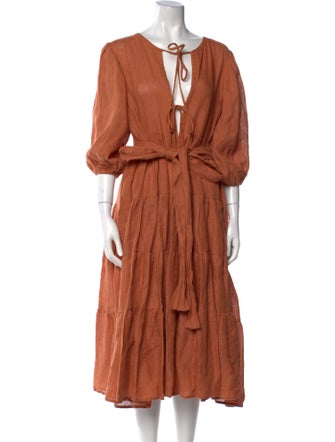 Fil De Vie Linen Midi Length Dress