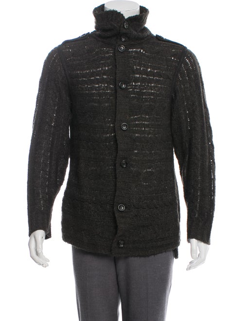 Final Home Open Knit Button-Up Cardigan olive