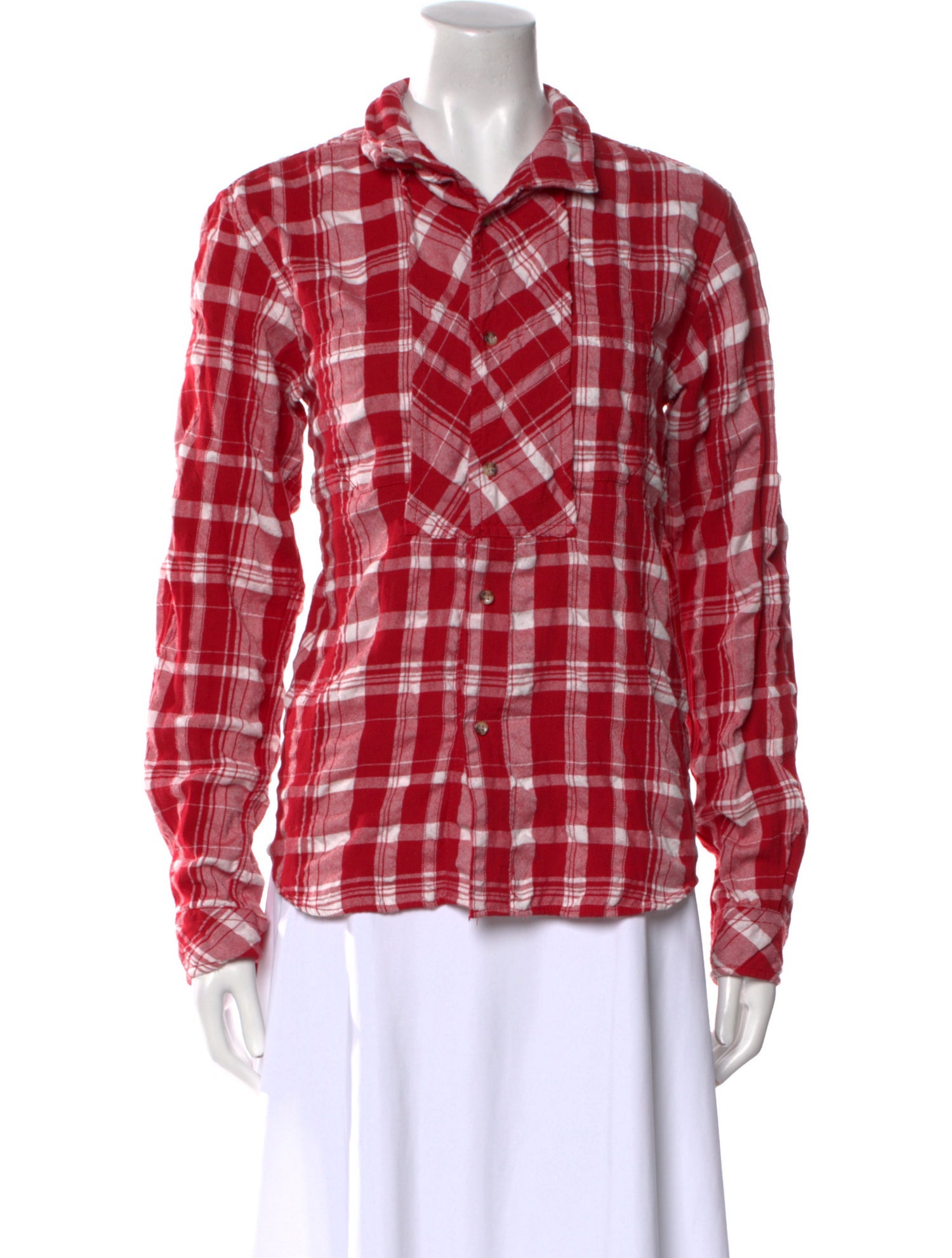 Final Home Plaid Print Long Sleeve Button-Up Top
