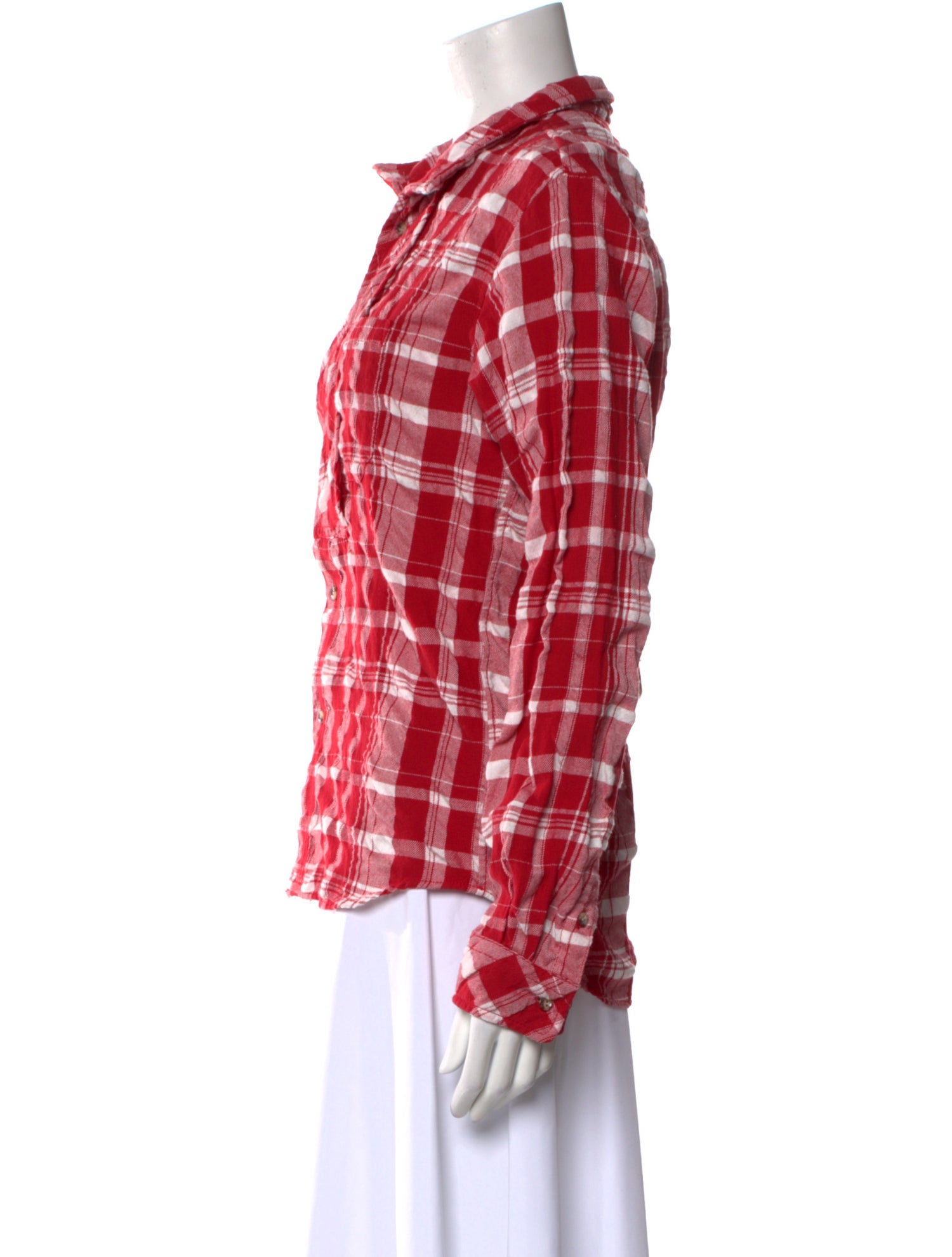 Final Home Plaid Print Long Sleeve Button-Up Top