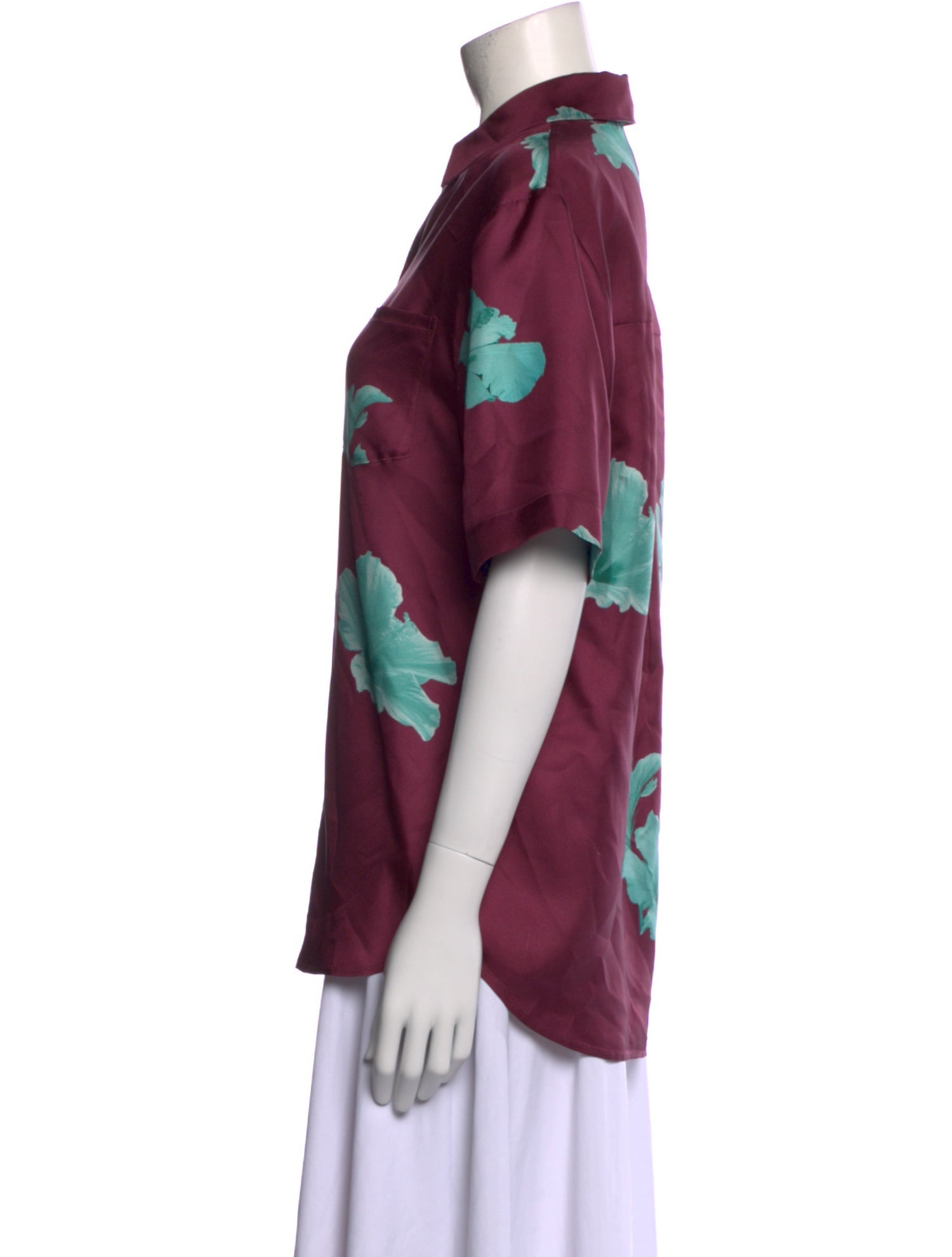 FINNEY Silk Floral Print Button-Up Top