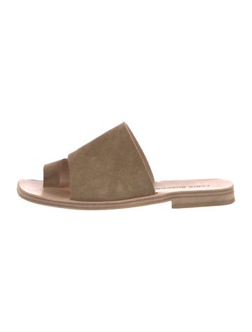 Pre-owned Fabio Rusconi Suede Slides In Neutral