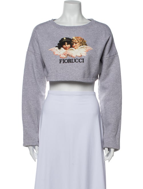 Fiorucci Graphic Print Crew Neck Crop Top Grey