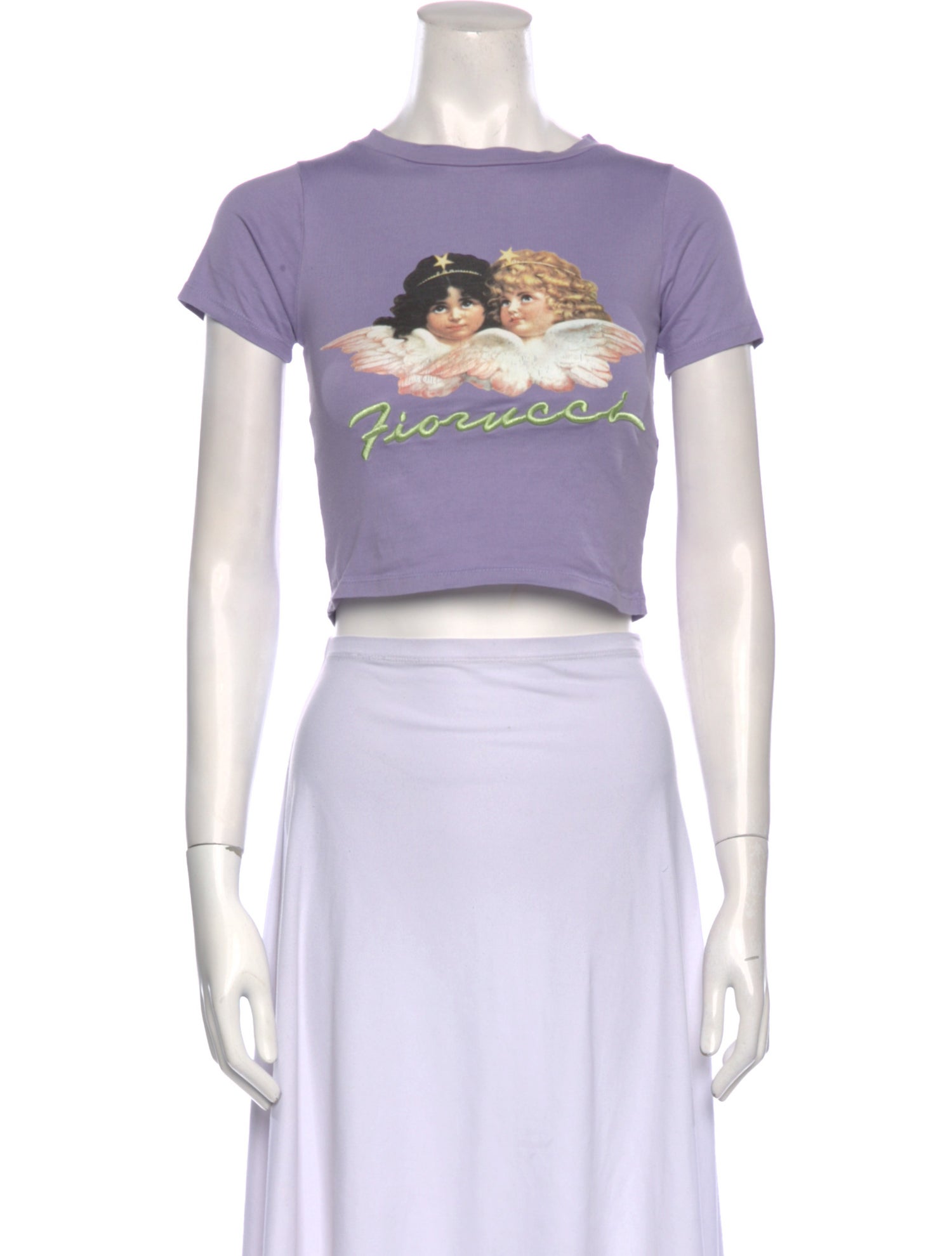 Fiorucci Graphic Print Bateau Neckline Crop Top