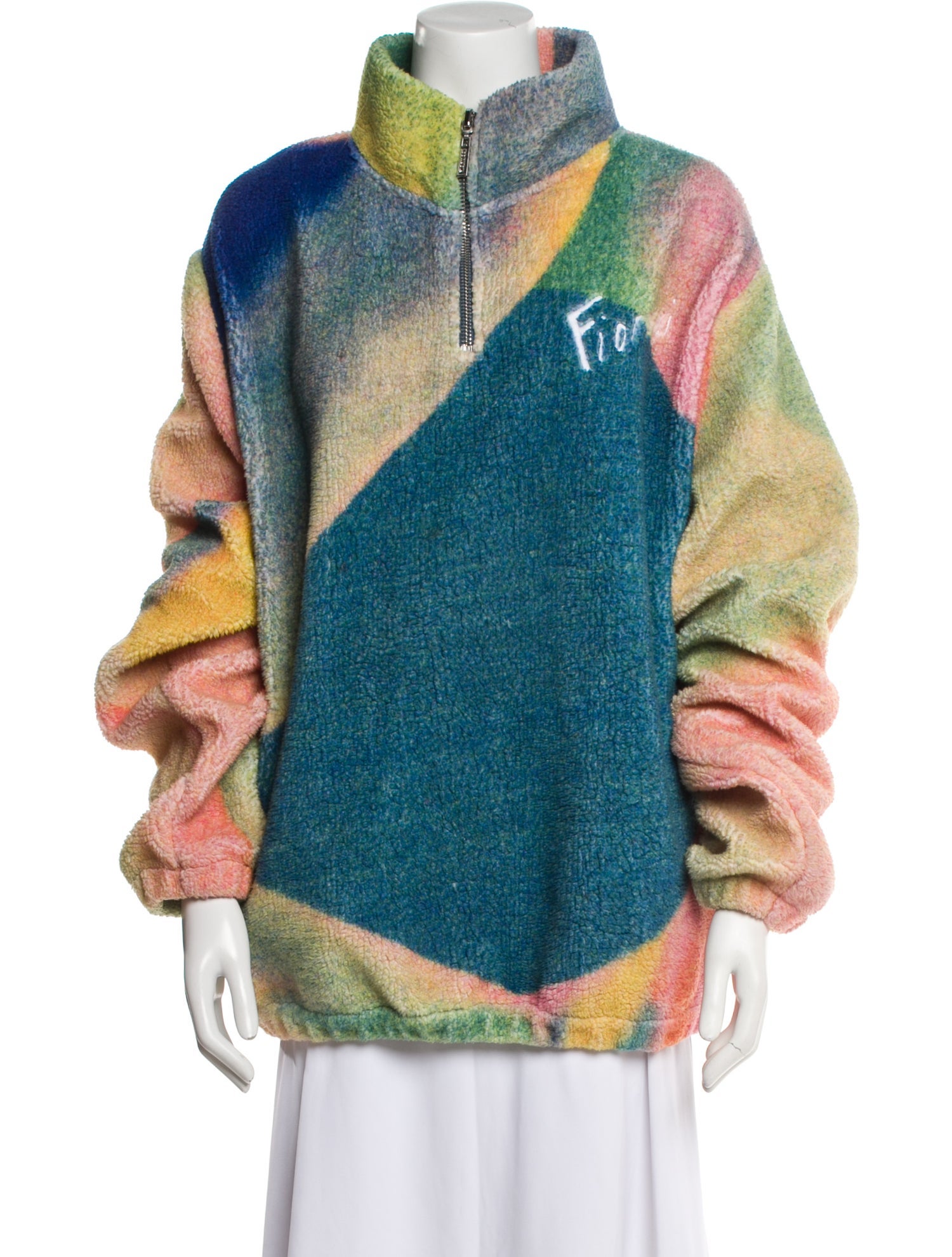 Fiorucci Colorblock Pattern Faux Fur Jacket