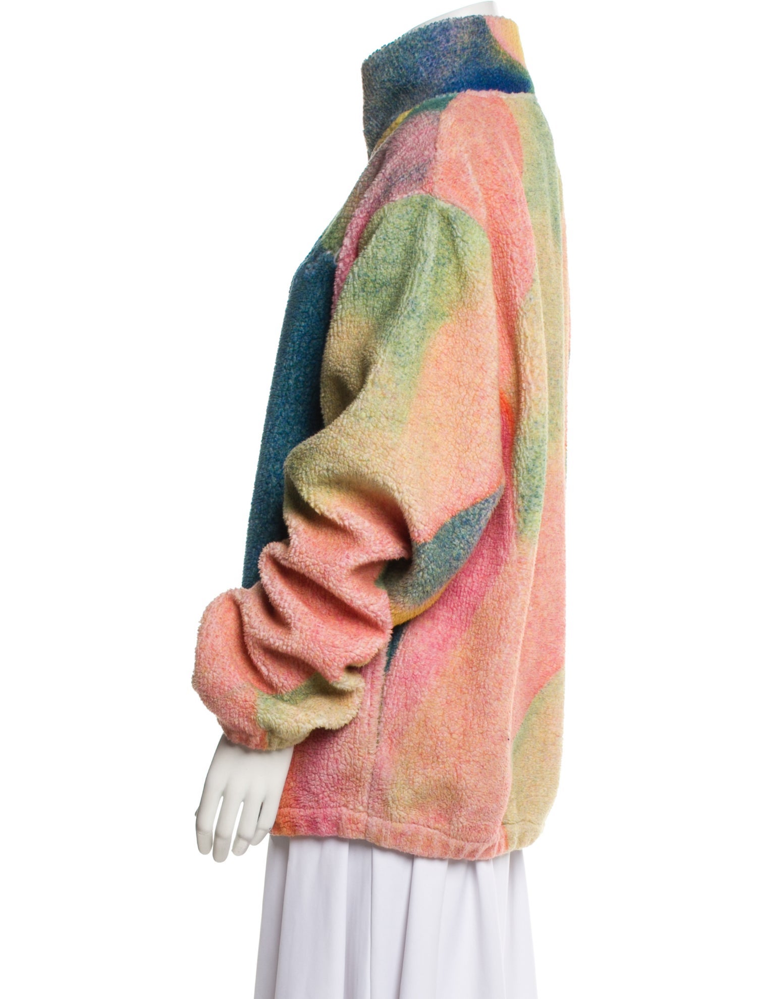 Fiorucci Colorblock Pattern Faux Fur Jacket