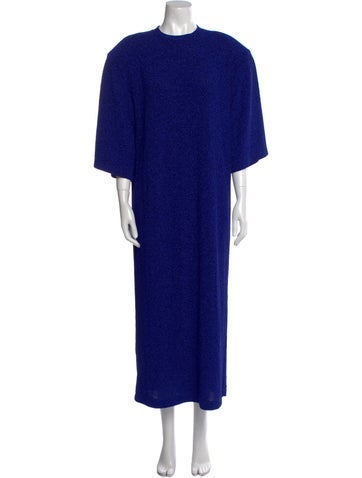 Pre-owned Fiorucci Crew Neck Long Dress In Blue