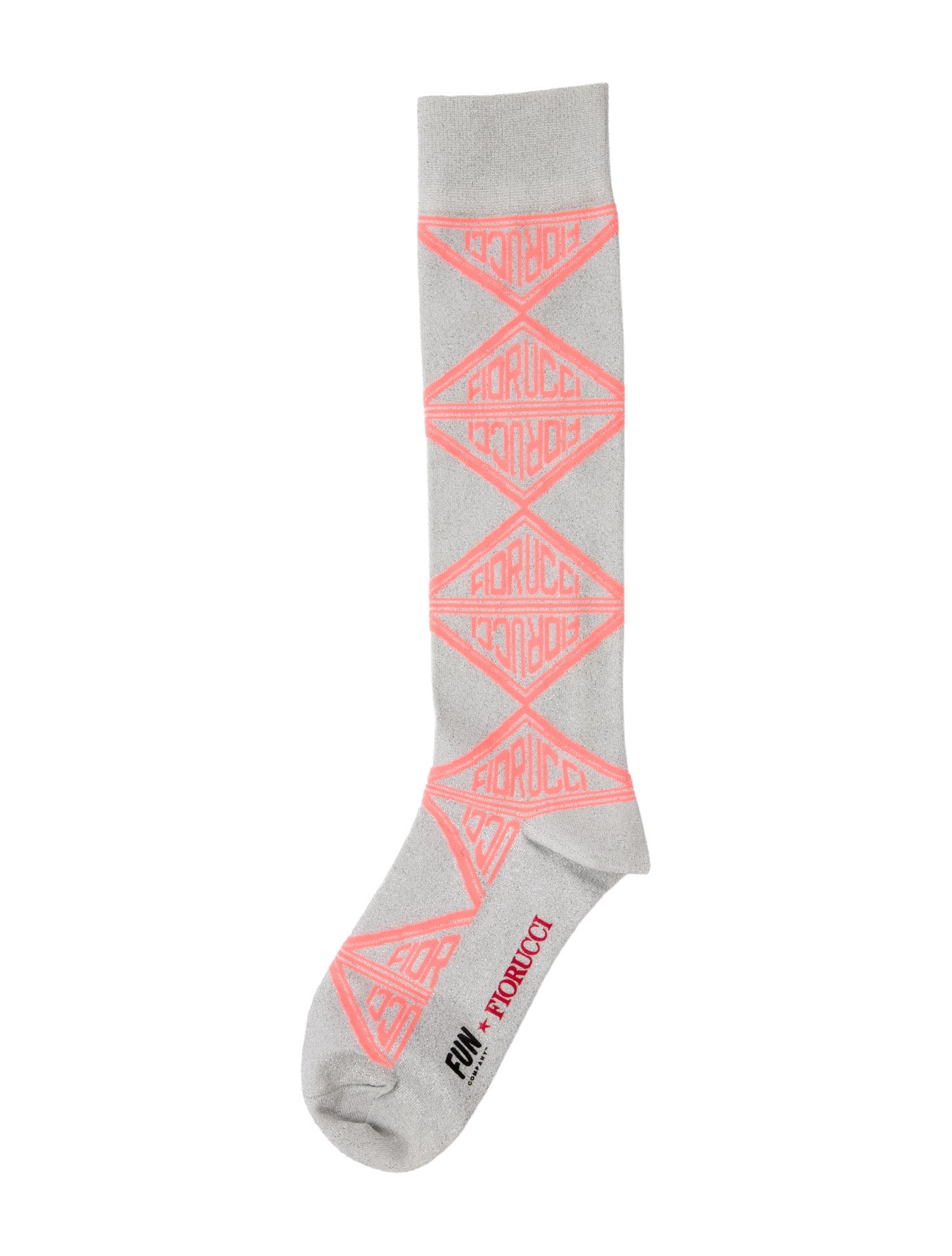 Fiorucci Metallic Grey and Neon Pink patterned socks