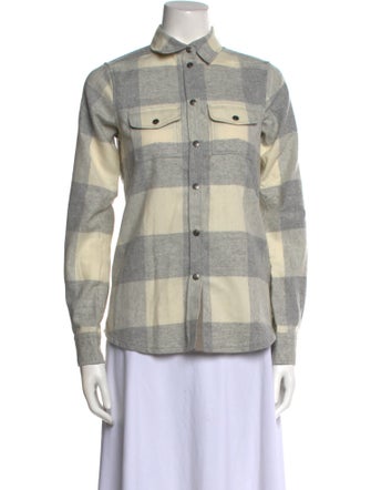 Fjällräven Wool Plaid Print Button-Up Top