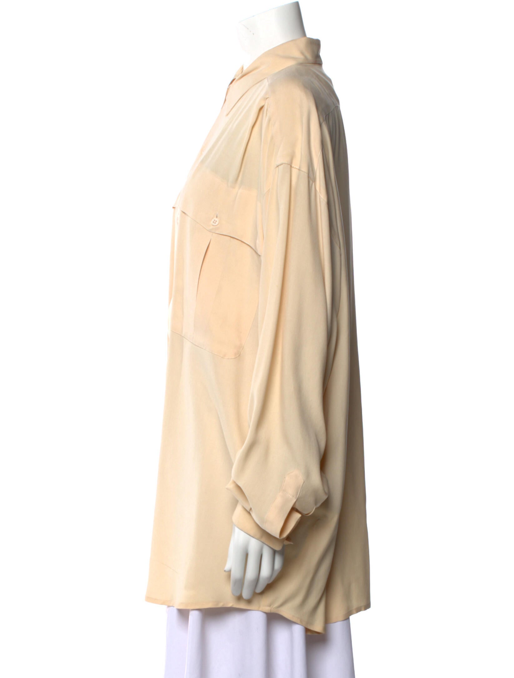 Fuga Fuga Silk Long Sleeve Button-Up Top