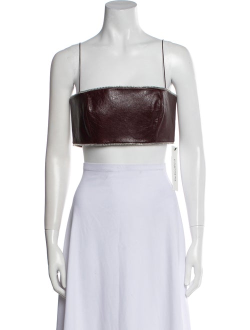F.ILKK Leather Square Neckline Crop Top