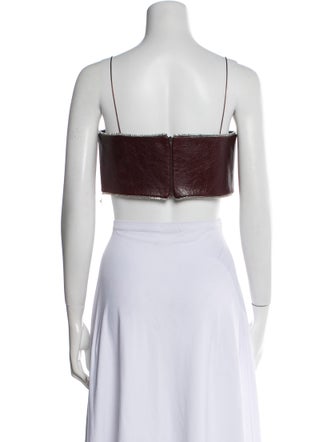 F.ILKK Leather Square Neckline Crop Top