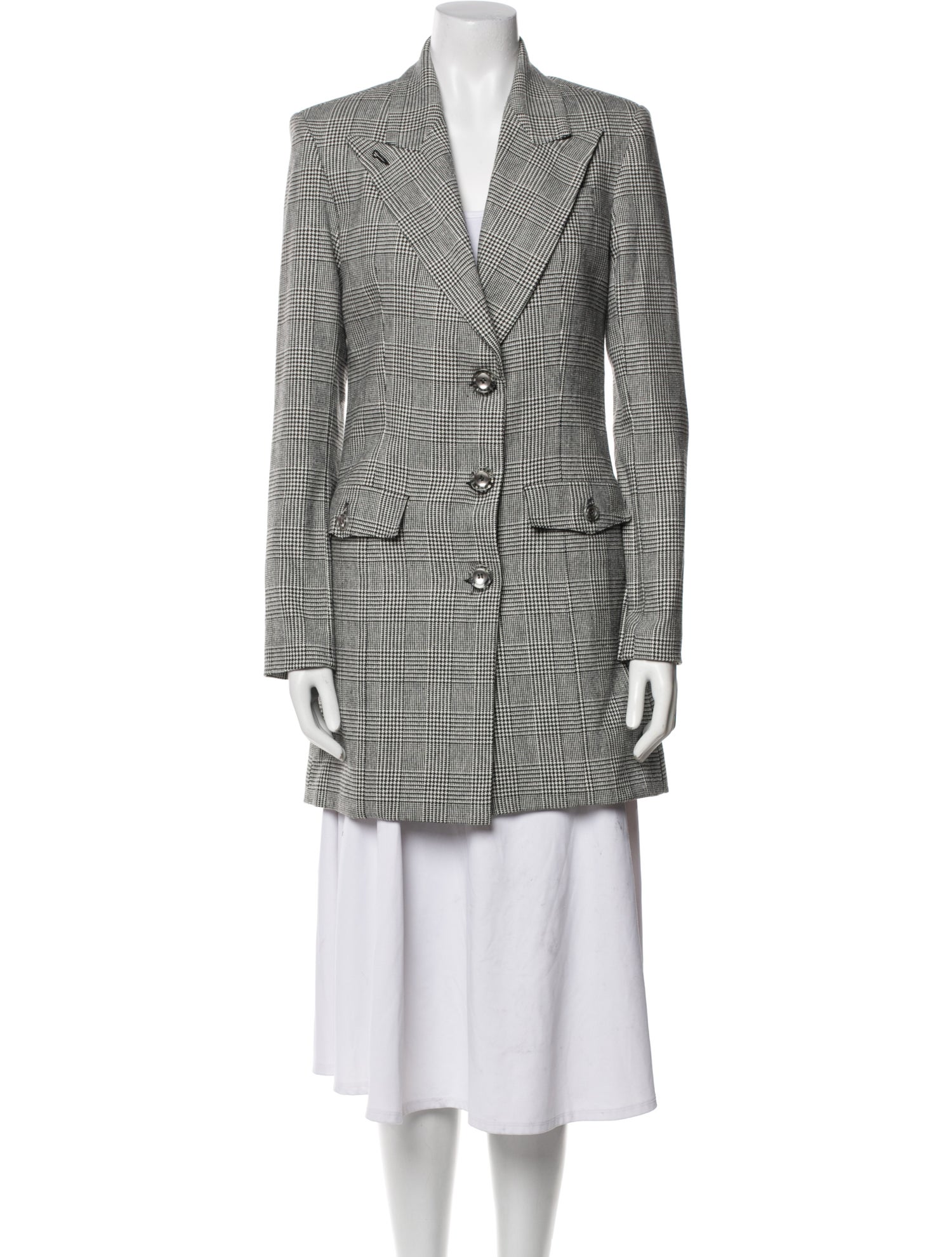 Fung Lan and Co. Houndstooth Print Peacoat