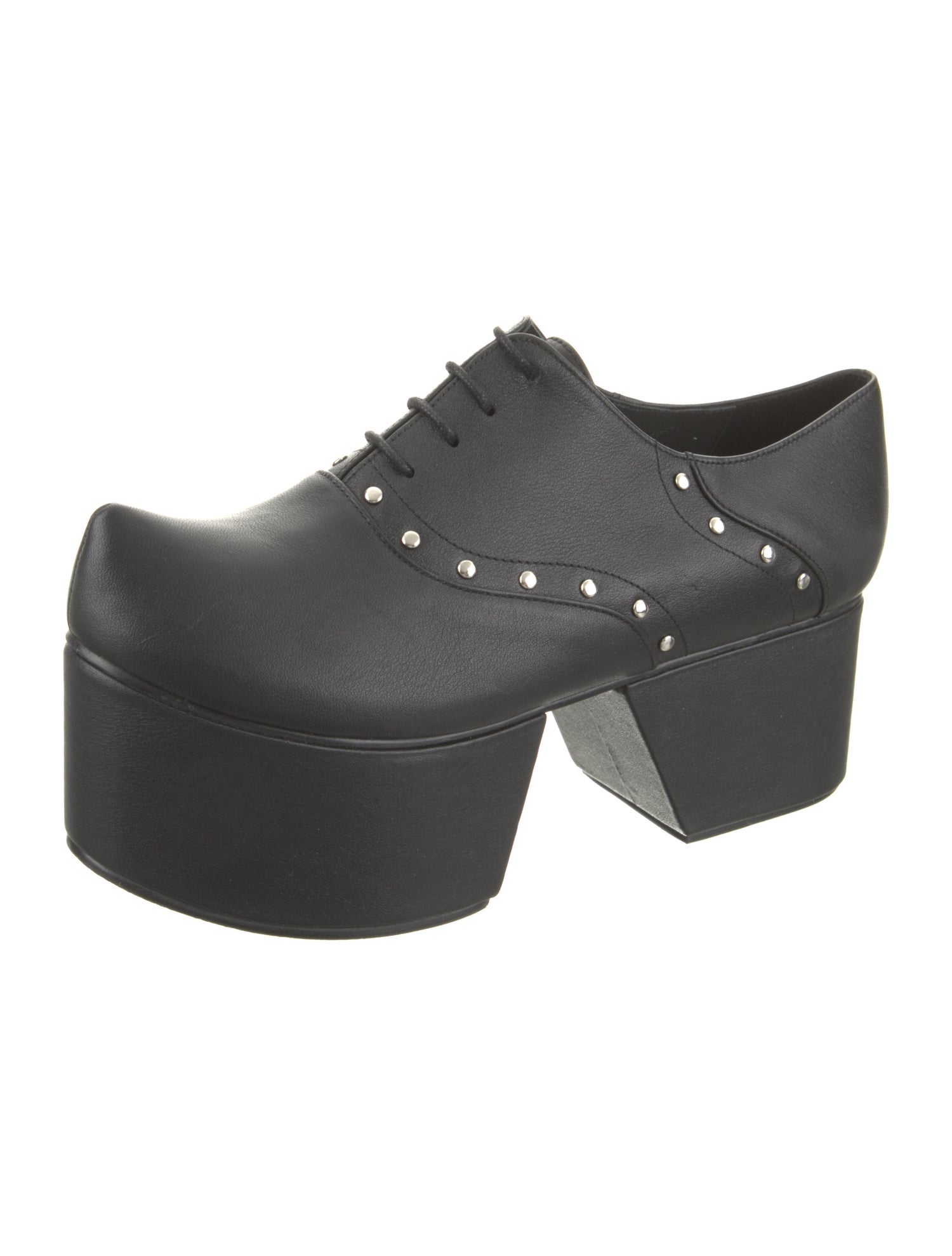 Flat Apartment Leather Studded Accents Pumps