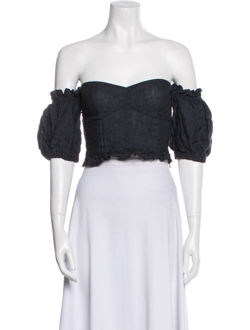 Falconeri Linen Off-The-Shoulder Crop Top