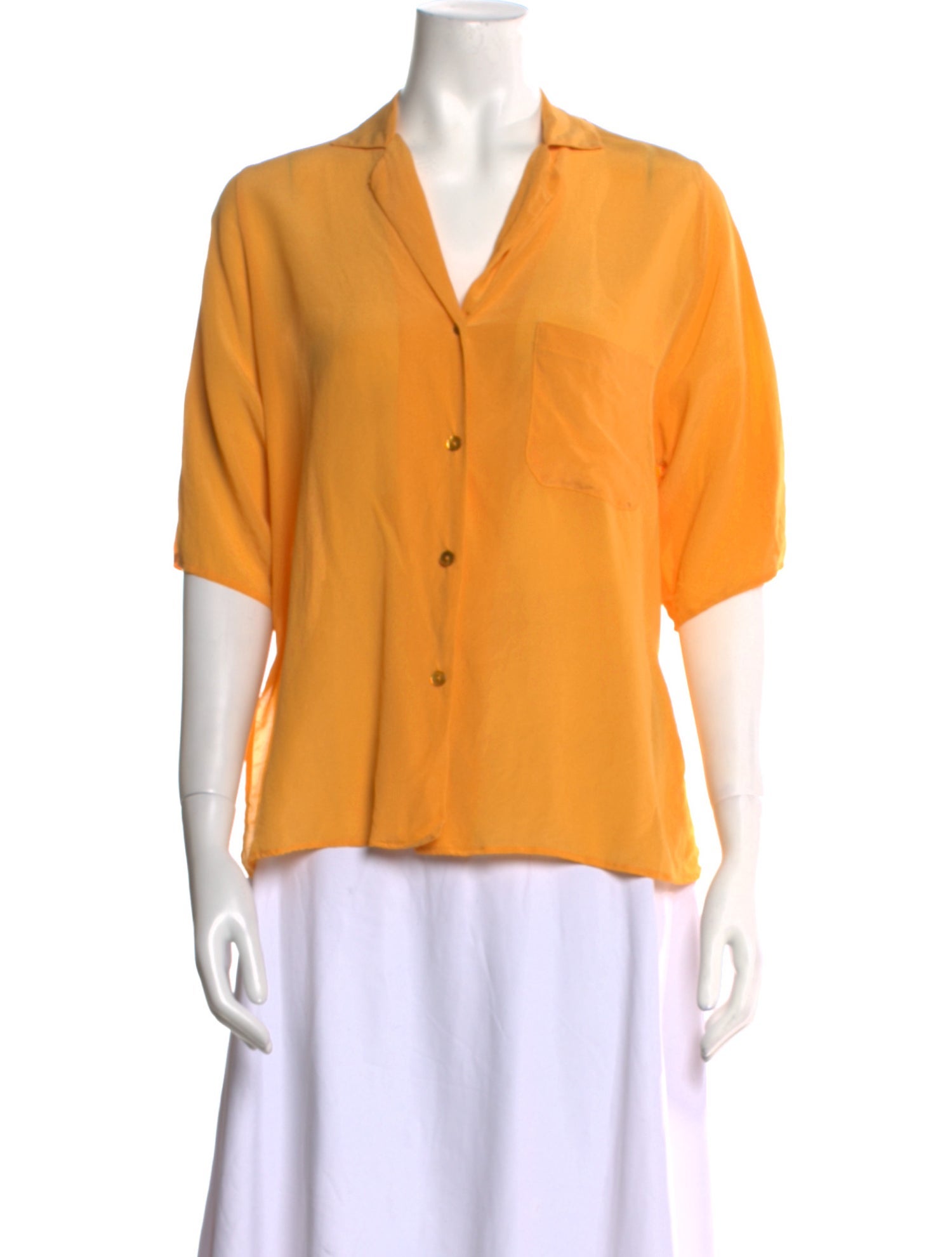 Falconeri Silk Three-Quarter Sleeve Button-Up Top