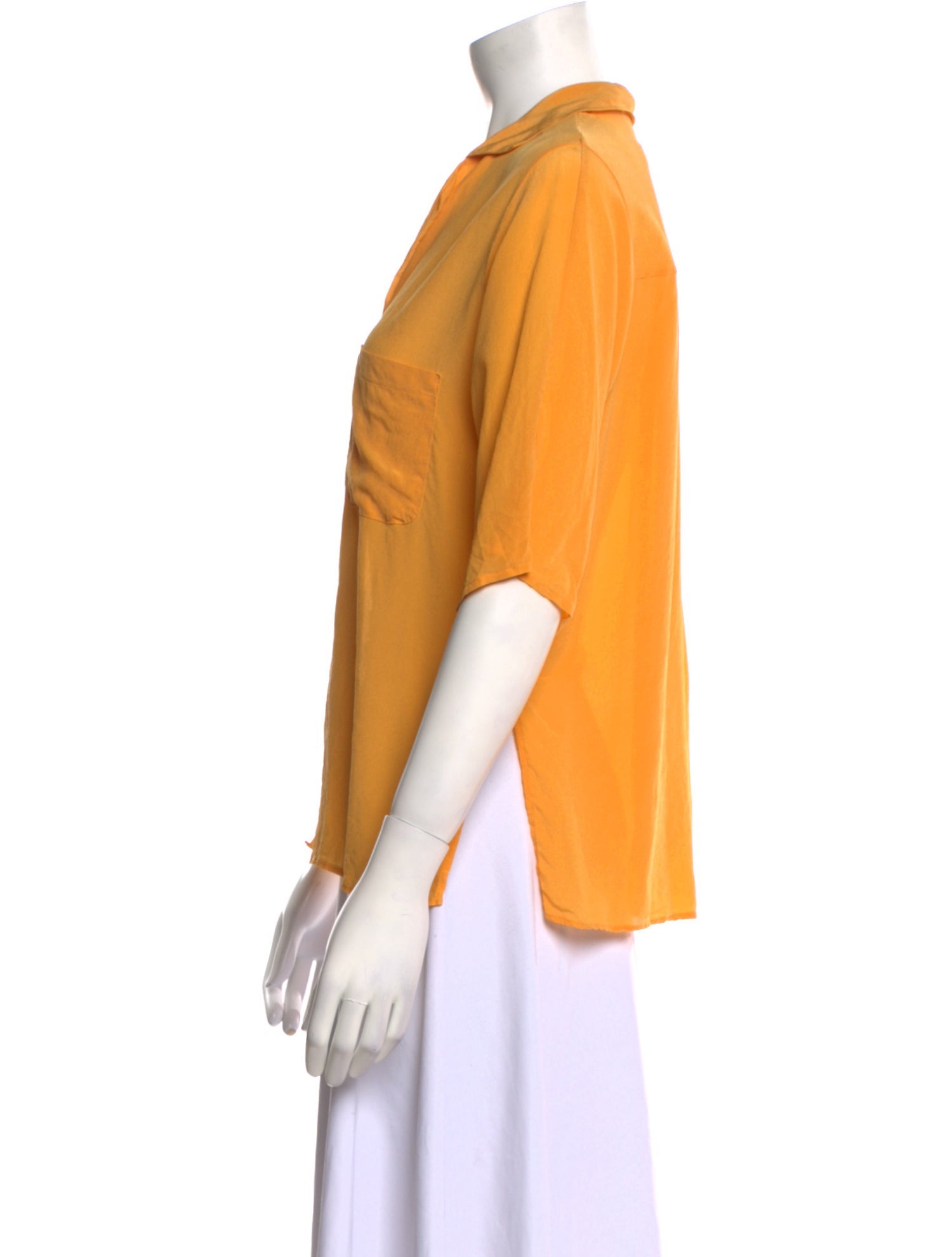 Falconeri Silk Three-Quarter Sleeve Button-Up Top