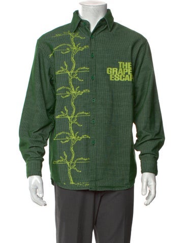 Flan Labs Casual Shirts Graphic Print Long Sleeve Shirt L