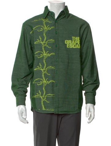 Flan Labs Casual Shirts Graphic Print Long Sleeve Shirt M