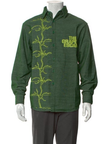 Flan Labs Casual Shirts Graphic Print Long Sleeve Shirt M