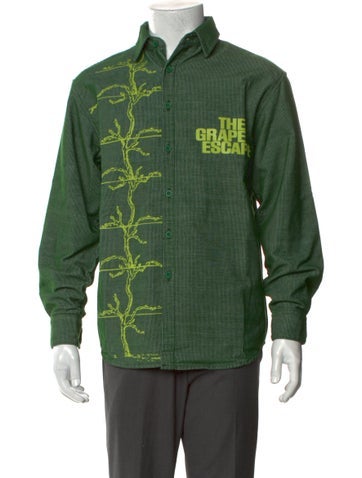 Flan Labs Casual Shirts Graphic Print Long Sleeve Shirt M