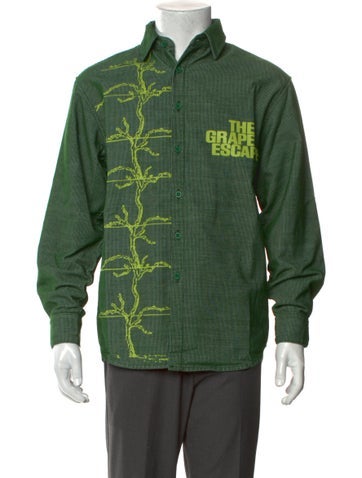 Flan Labs Casual Shirts Graphic Print Long Sleeve Shirt M