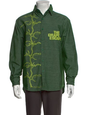 Flan Labs Casual Shirts Graphic Print Long Sleeve Shirt L