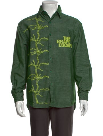 Flan Labs Casual Shirts Graphic Print Long Sleeve Shirt M