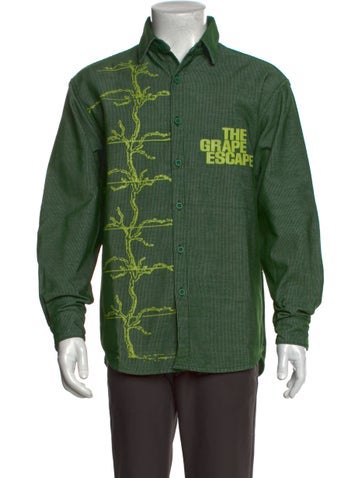 Flan Labs Casual Shirts Graphic Print Long Sleeve Shirt M