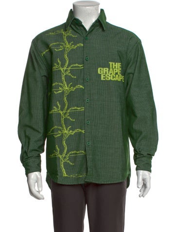 Flan Labs Casual Shirts Graphic Print Long Sleeve Shirt M