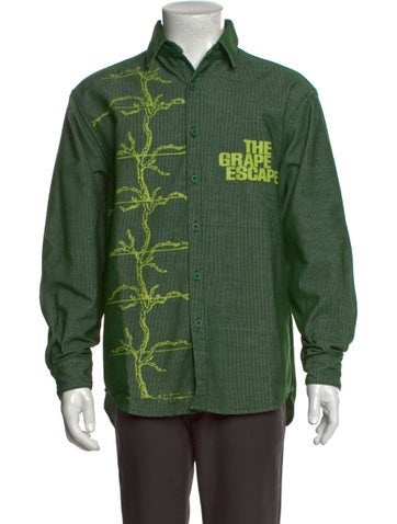 Flan Labs Casual Shirts Graphic Print Long Sleeve Shirt M