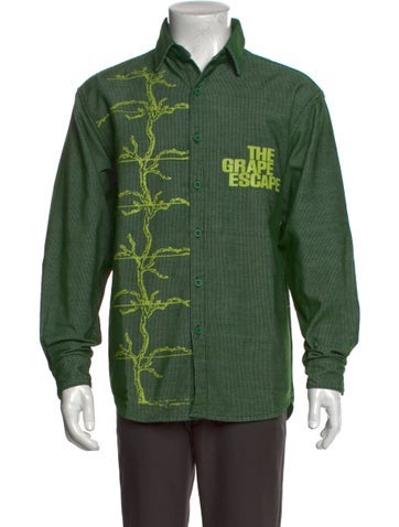 Flan Labs Casual Shirts Graphic Print Long Sleeve Shirt M