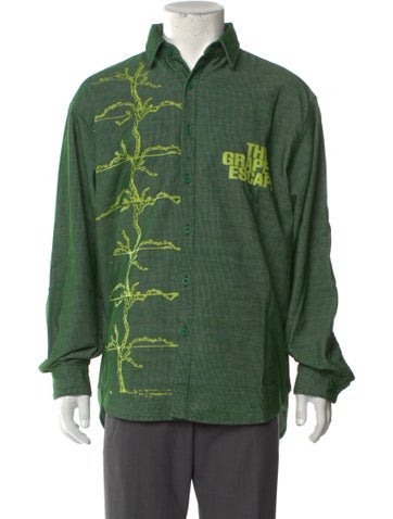 Flan Labs Casual Shirts Graphic Print Long Sleeve Shirt M