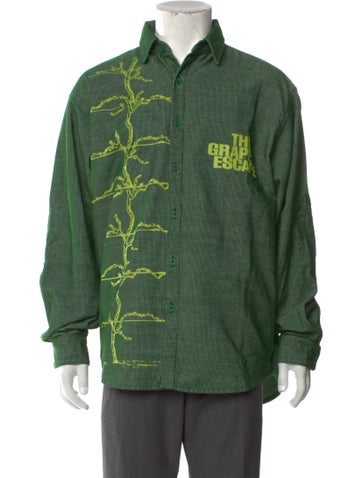 Flan Labs Casual Shirts Graphic Print Long Sleeve Shirt L