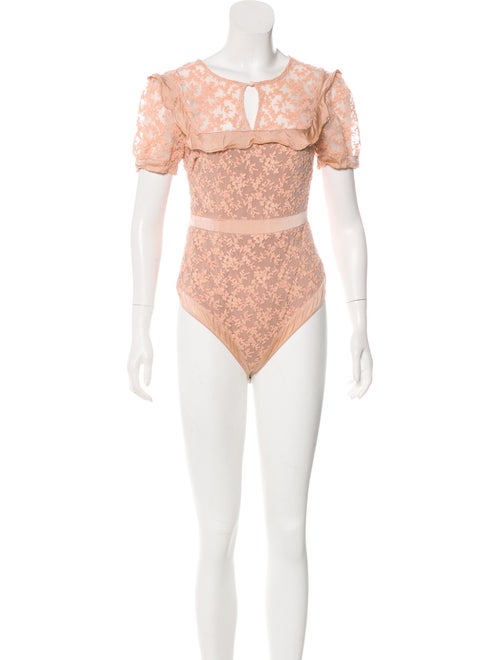 For Love & Lemons Short Sleeve Lace Bodysuit