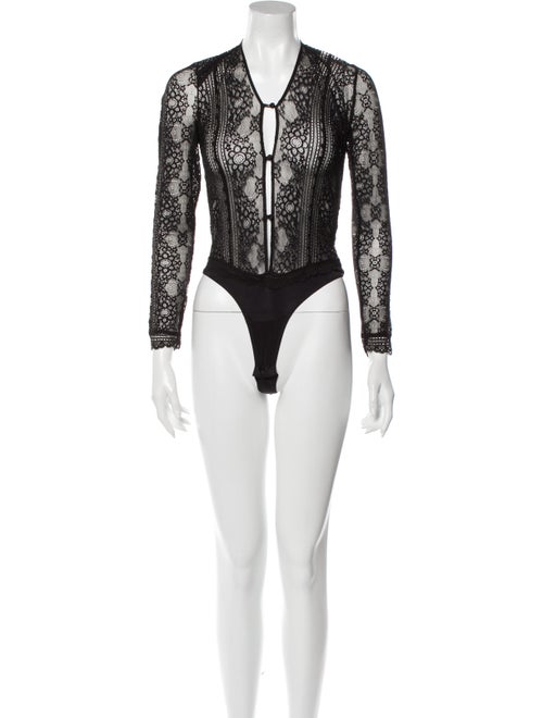 For Love & Lemons Lace Pattern Plunge Neckline Bod