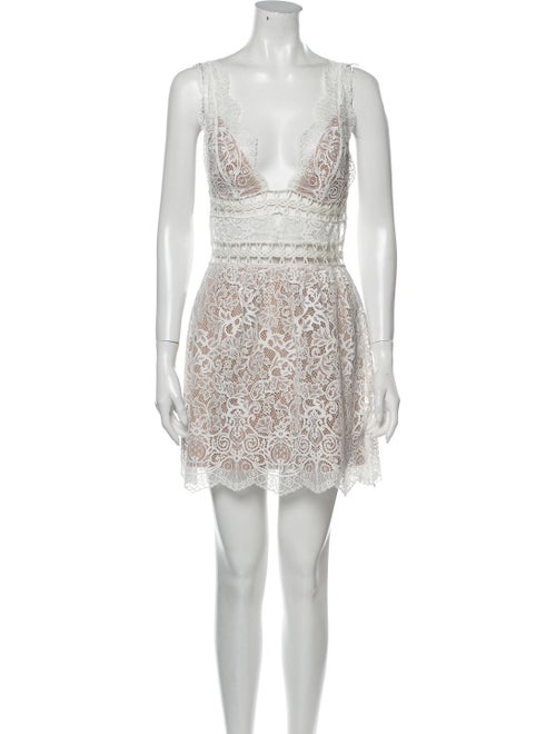 For Love & Lemons Lace Pattern Mini Dress White