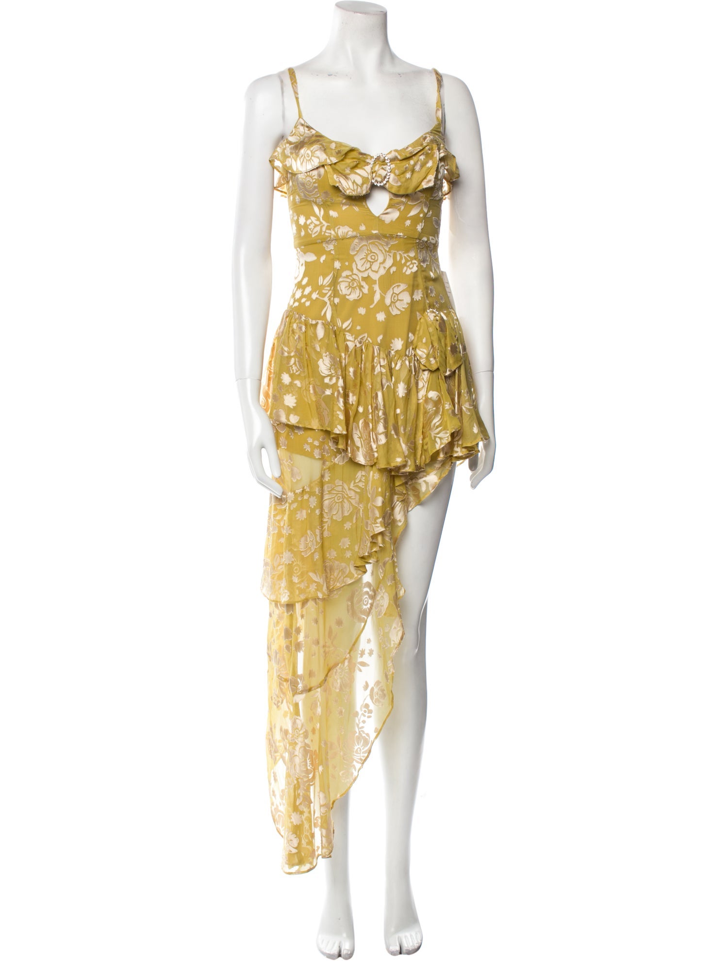 For Love & Lemons Floral Print Long Dress w/ Tags - Yellow Dresses, Clothing  - WFLLE30249 | The RealReal