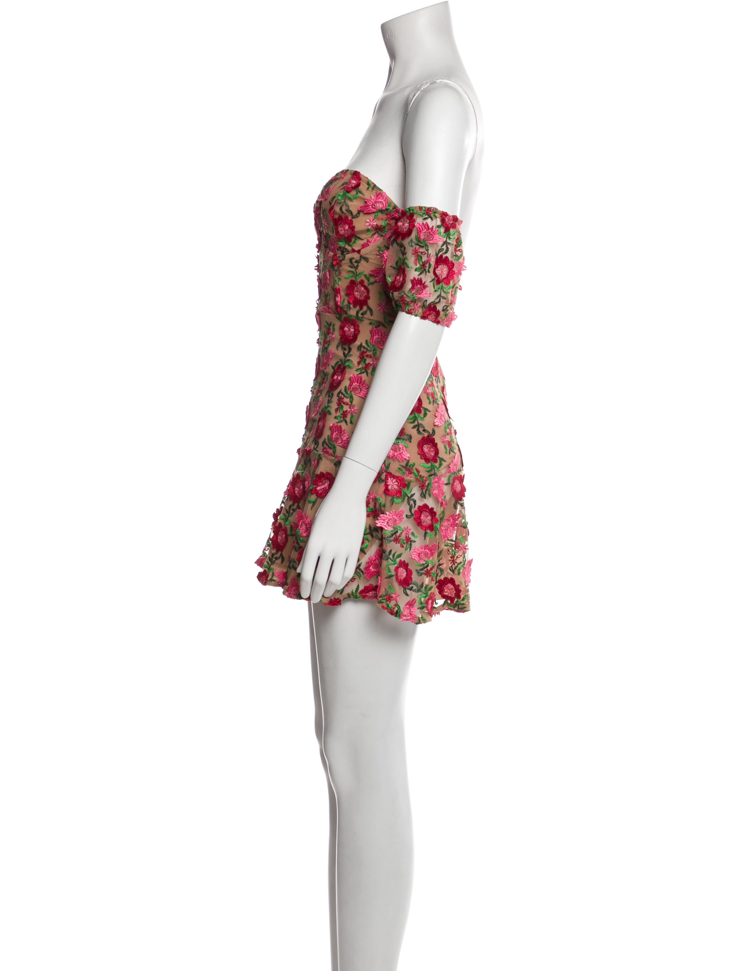 For Love & Lemons Floral Print Mini Dress Neutrals Dresses, Clothing