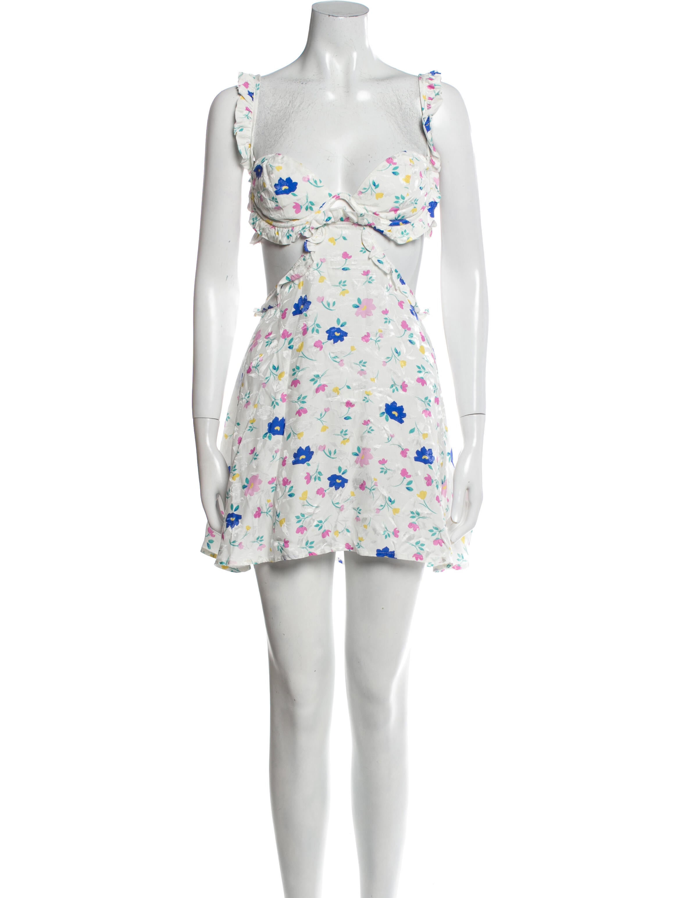 For Love and Lemons Short Dress White Blue Purple Floral Sleeveless main image 1