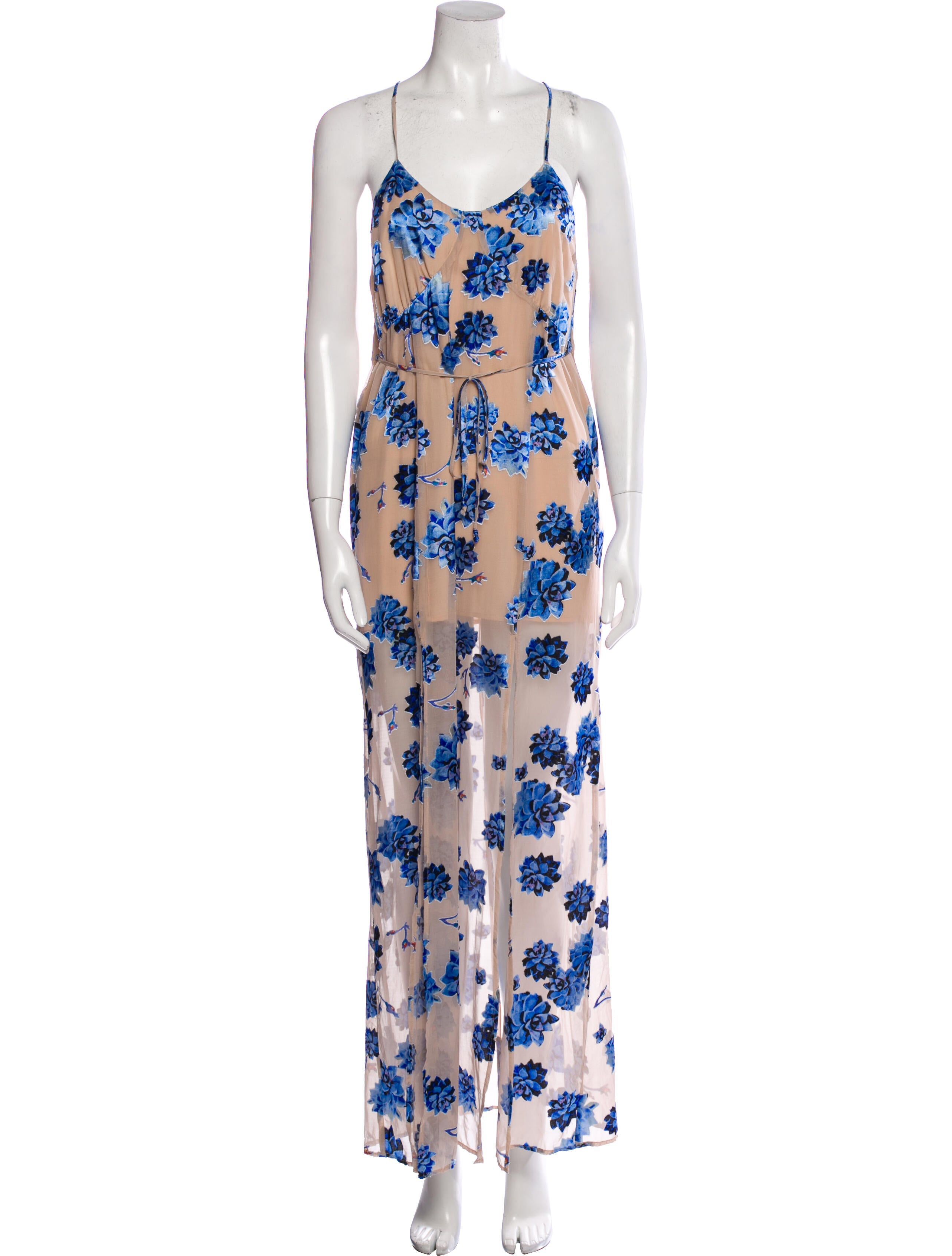 For Love & Lemons Floral Print Long Dress Neutrals Dresses, Clothing