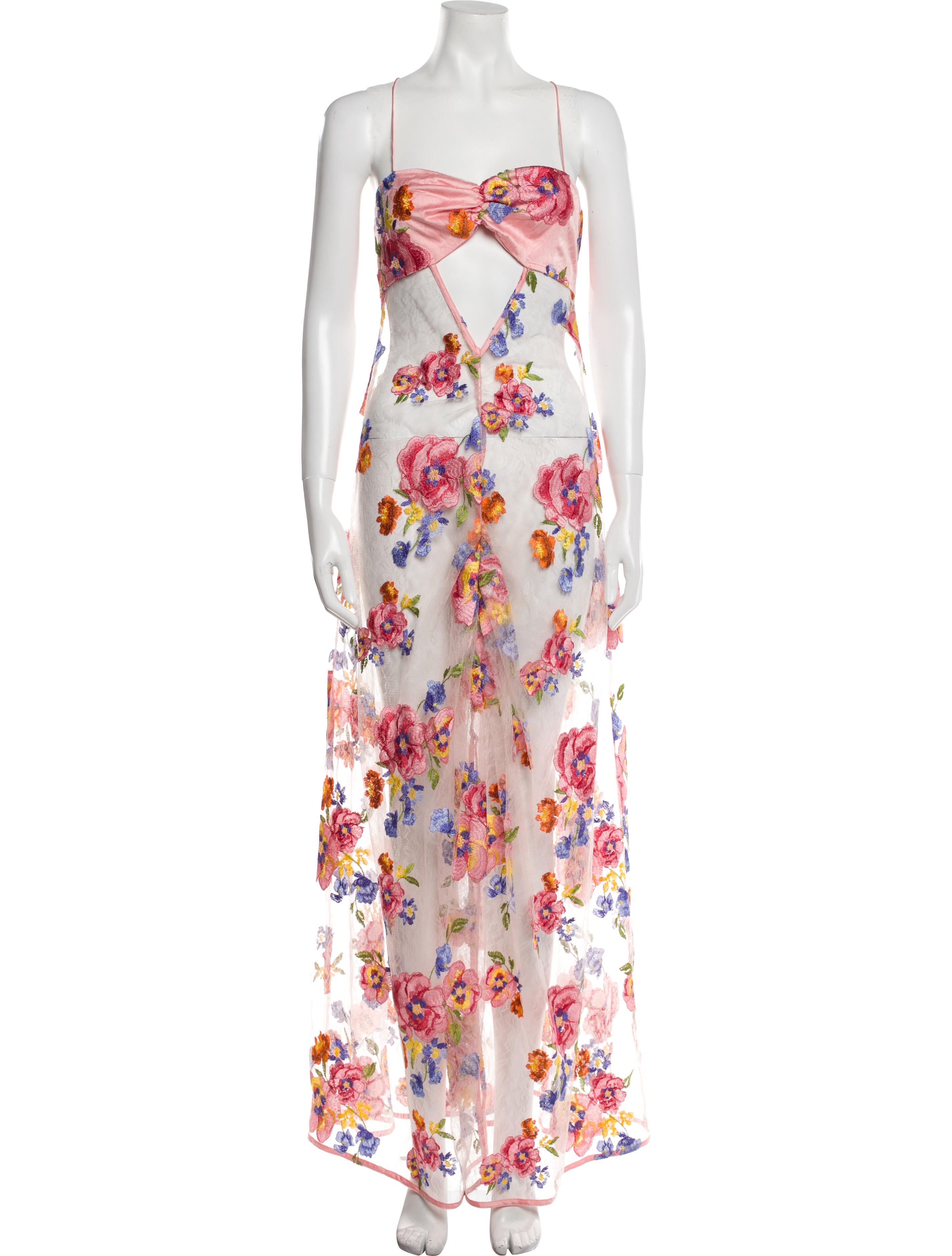For Love & Lemons Floral Print Long Dress Pink Dresses, Clothing