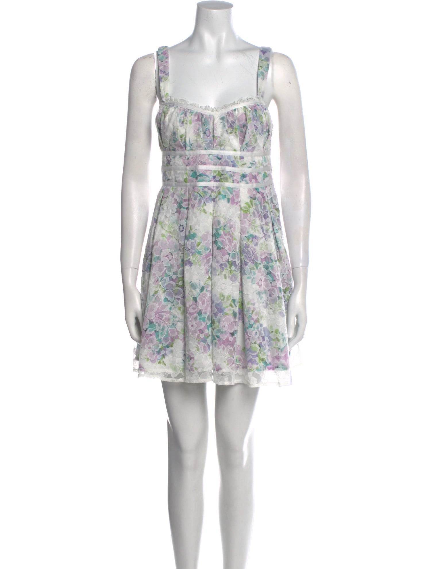 For Love & Lemons Floral Print Mini Dress Purple Dresses, Clothing