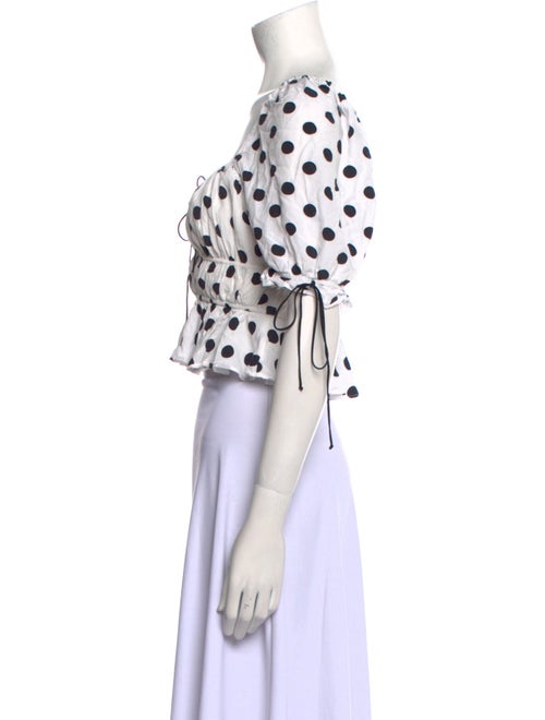 For Love & Lemons Polka Dot Print V-Neck Crop Top