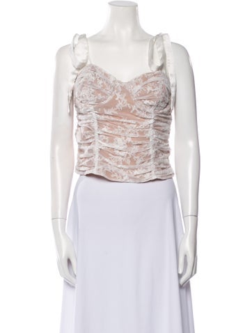 For Love & Lemons Tops Square Neckline Sleeveless Crop Top L