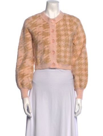 For Love & Lemons Knitwear Houndstooth Print Crew Neck Sweater XS