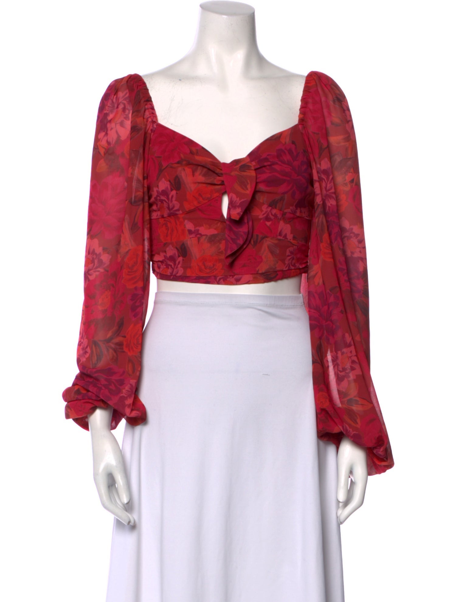 For Love & Lemons Floral Print V-Neck Crop Top