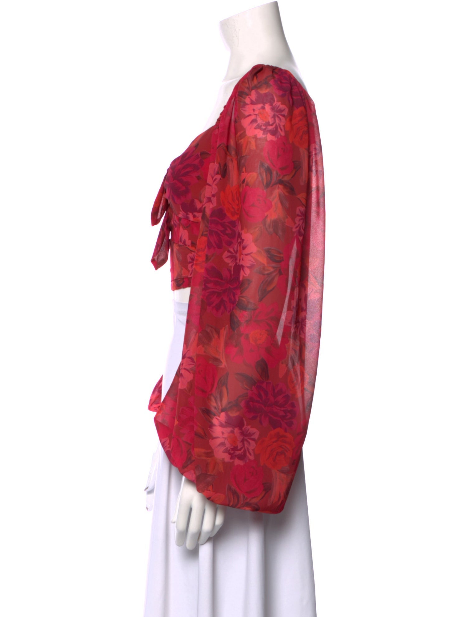 For Love & Lemons Floral Print V-Neck Crop Top