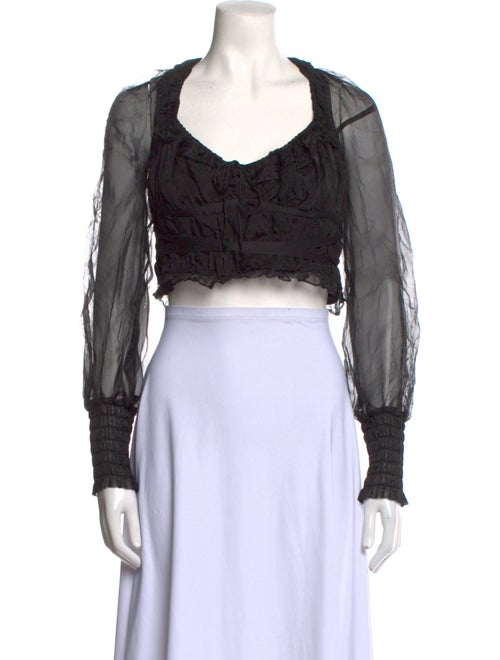 For Love & Lemons V-Neck Long Sleeve Crop Top