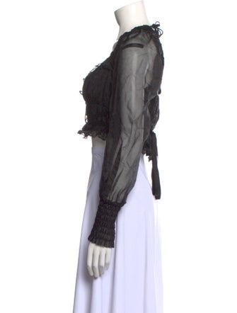 For Love & Lemons V-Neck Long Sleeve Crop Top